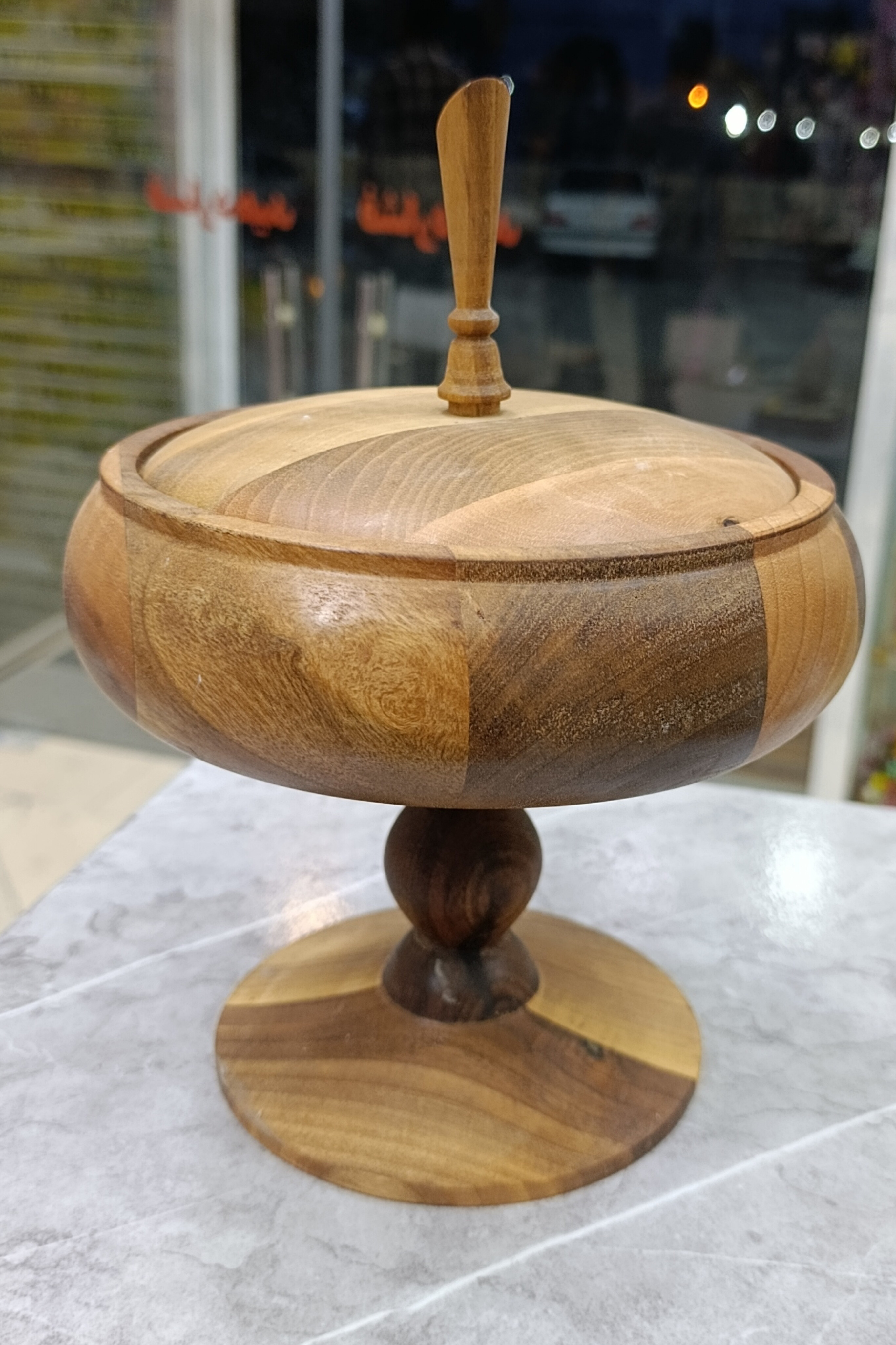 شکلات خوری + آجیل خوری + چوب گردو +ظرف چوبی